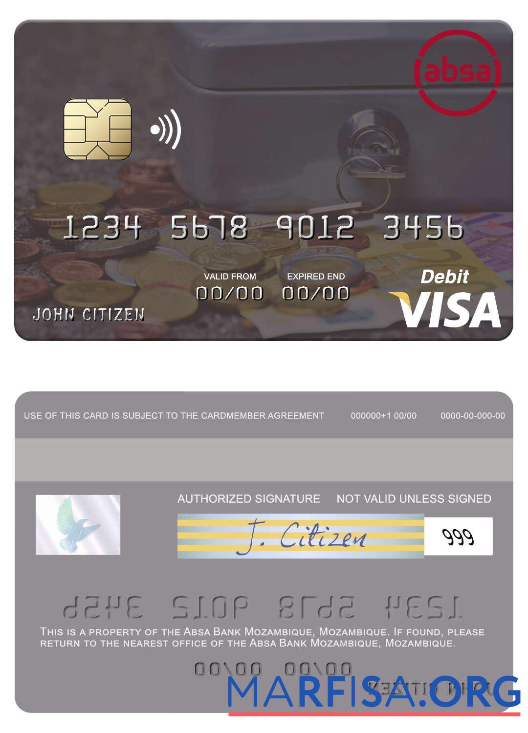 Realistic Mozambique Absa Bank Mozambique visa debit card real example